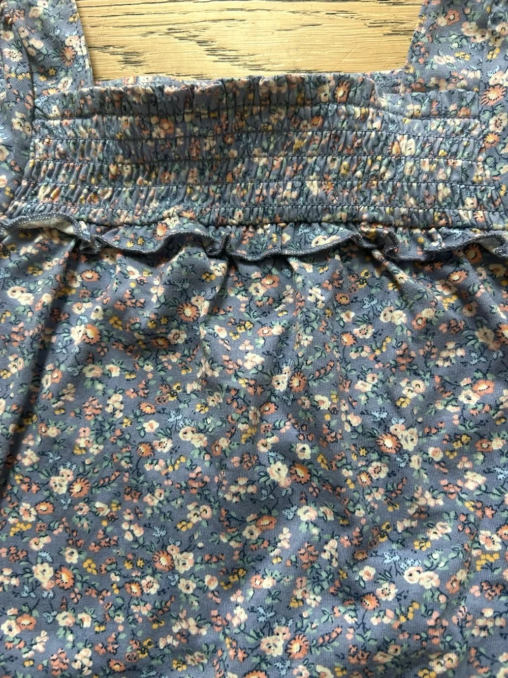 OshKosh B'gosh Blue Floral Smocked Long-Sleeve Top